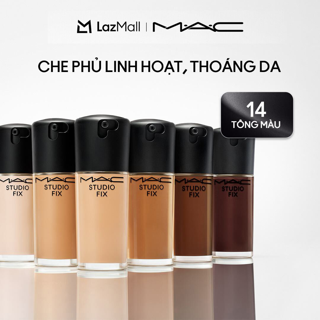Kem nền mịn lì mac studio fix fluid spf 15 30ml | kết cấu dạng lỏng, kiềm dầu và bền màu suốt 24h