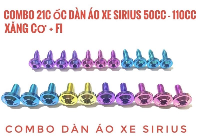 (GR5 XỊN) COMBO 21 ỐC TITAN FULL DÀN ÁO XE SIRIUS CỰC ĐẸP