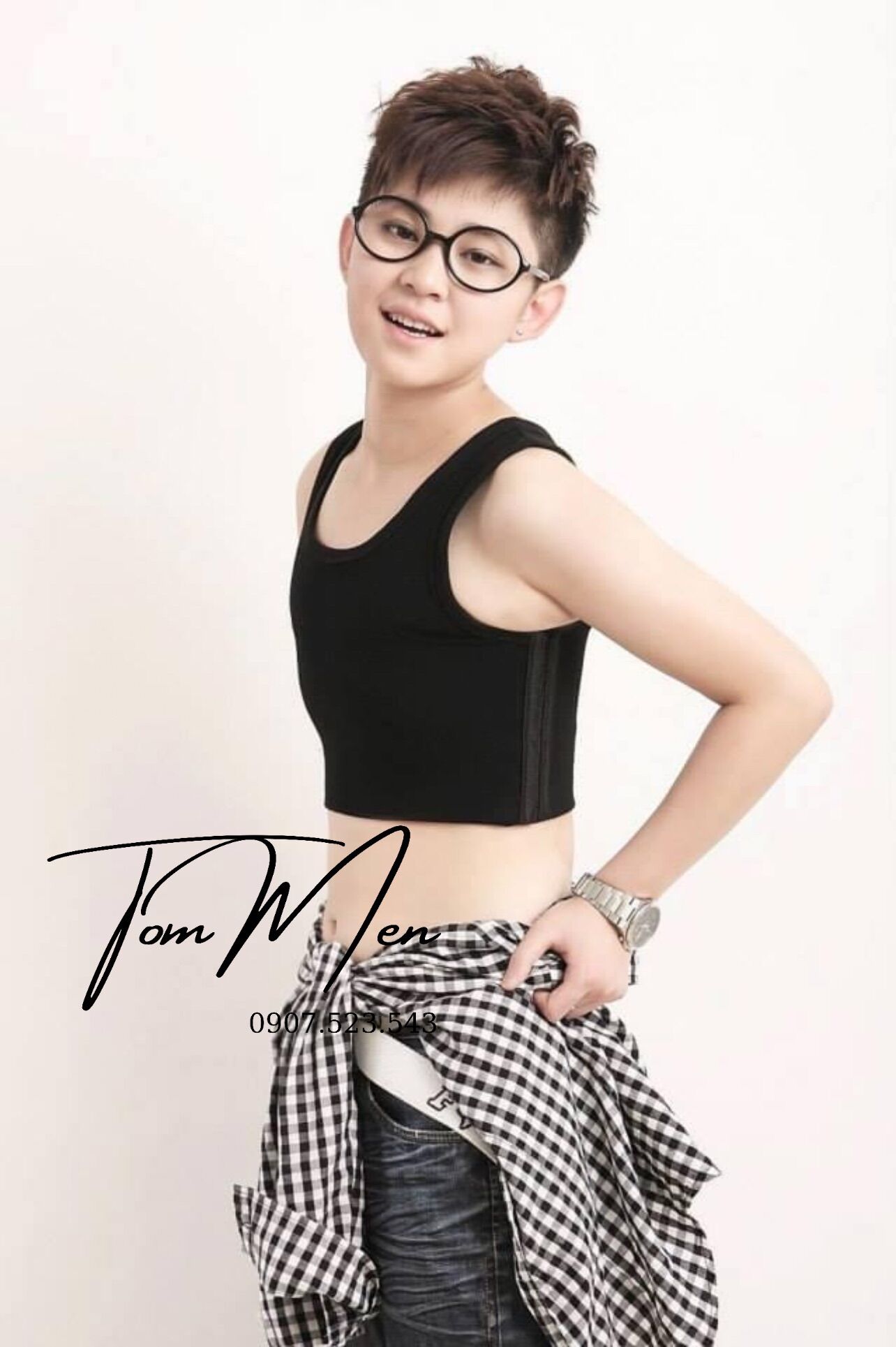 Áo Nịt Ngực TomBoy- loại ngắn cotton có bản nịt trước ngực
