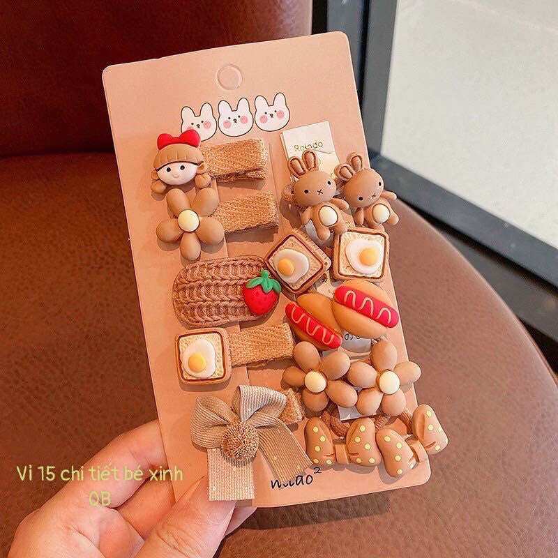 Set 15 kẹp và cột tóc dễ thương cho bé yêu