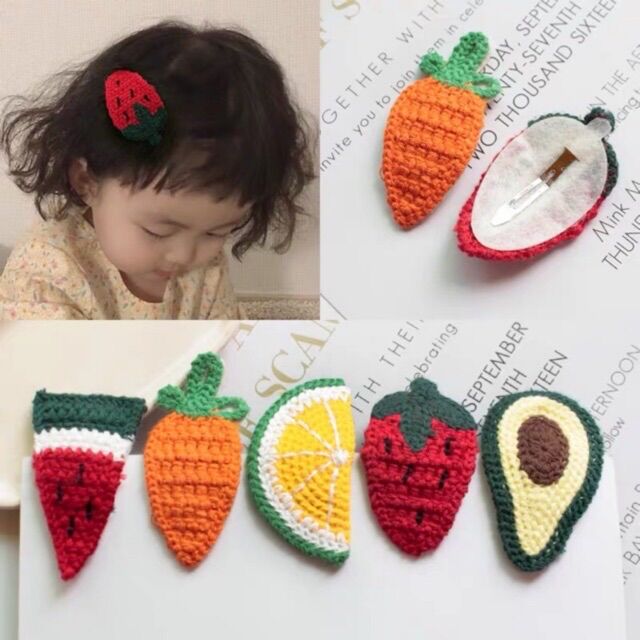 [HCM]Kẹp Mái Len Móc Hình Trái Cây Kute