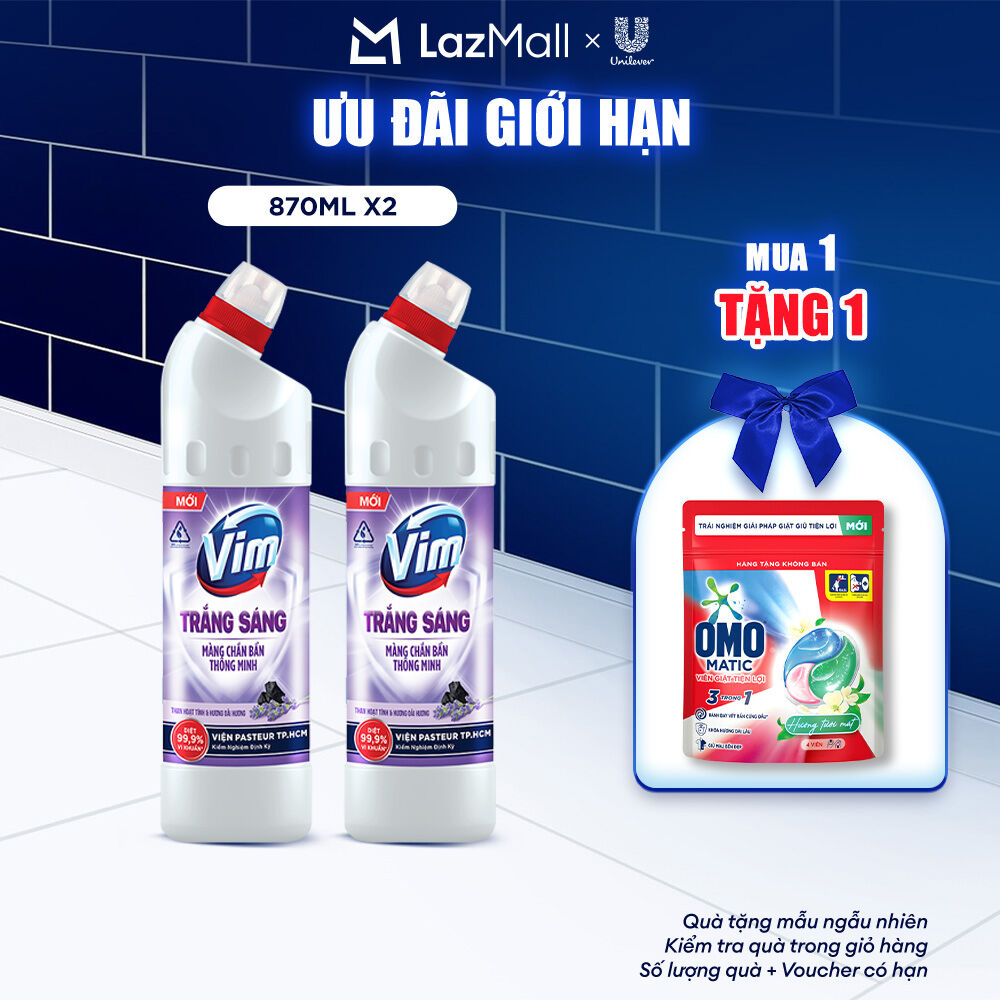 Combo 2 Chai Nước Tẩy Bồn Cầu VIM Trắng Sáng Hương Oải Hương 870 ML