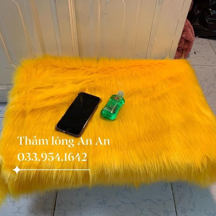 Thảm lông trải bàn - thảm lông chụp ảnh màu vàng