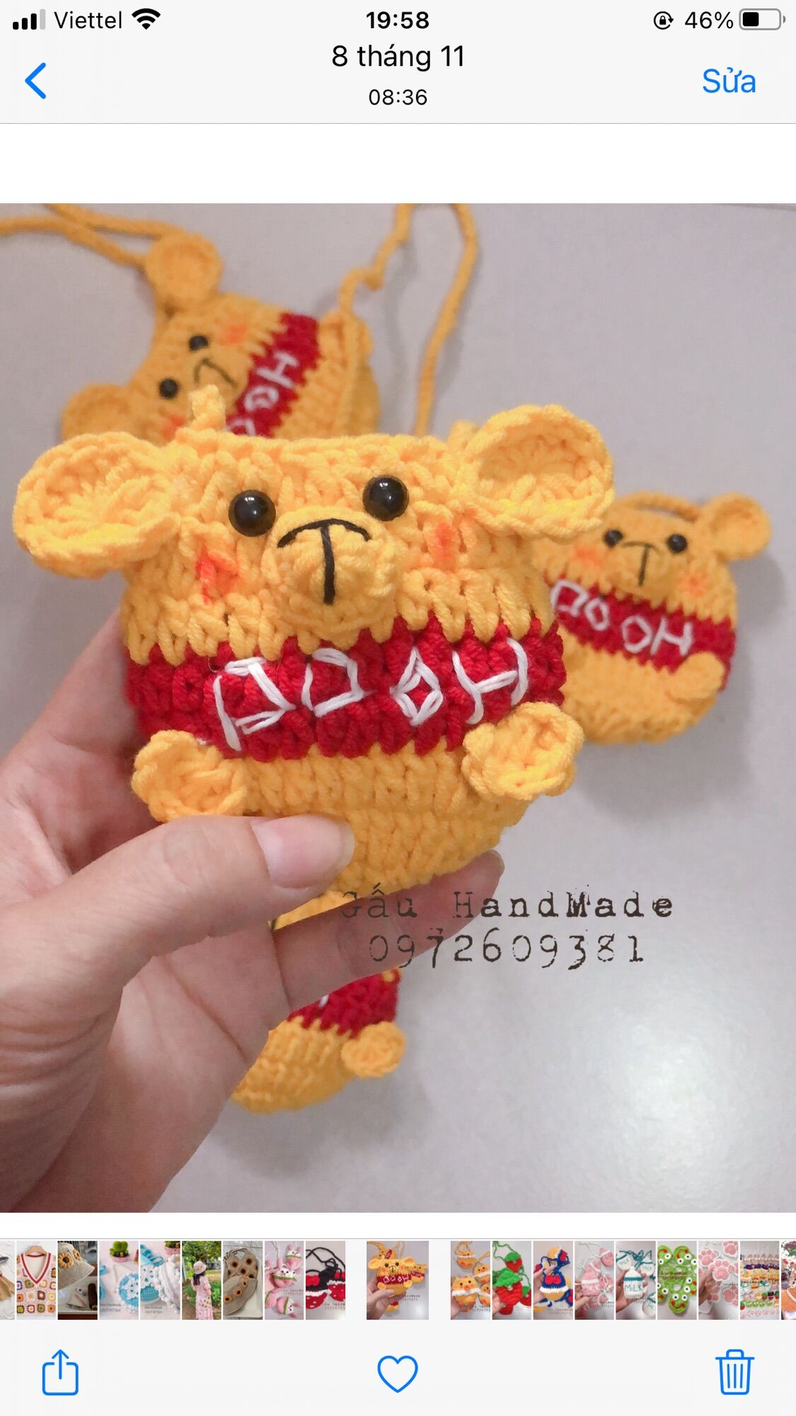 Túi đựng tỏi cho bé hình gấu poo