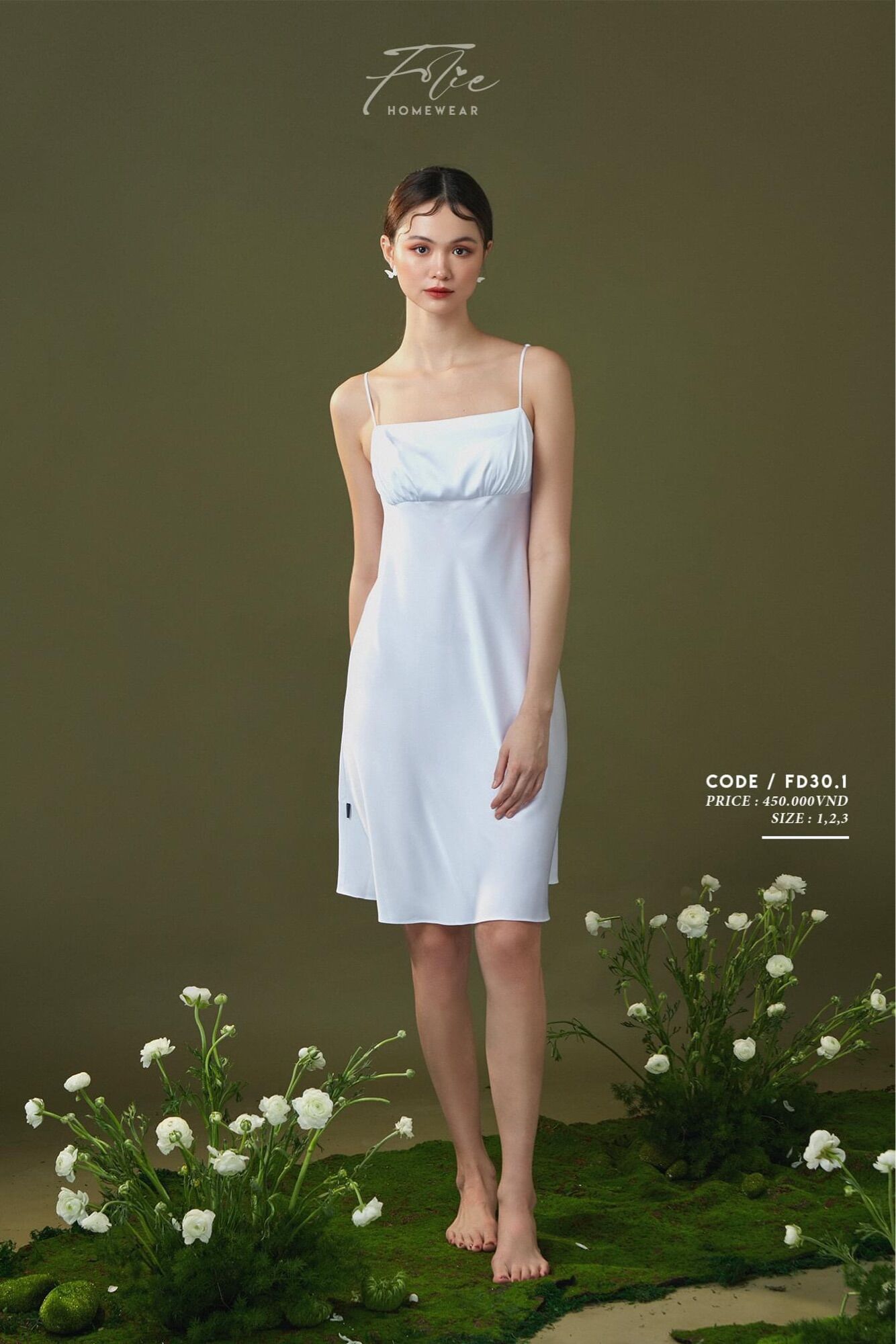 Folie Homewear đầm mặc nhà 2 dây lụa FD30.1