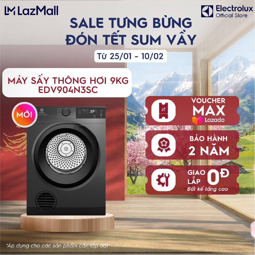Máy sấy Electrolux 9kg UltimateCare 300 EDV904N3SC - Free Giao lắp