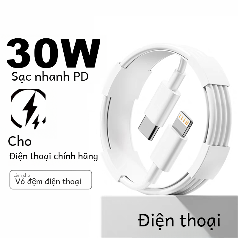 30W Pd Cáp Sạc Nhanh USB-C Sang Lightning Cổng Kết Nối 1M/2M/3M Màu Trắng Cho iPhone 14 Plus 13 12 Mini 11 Pro Xs Max Xr X