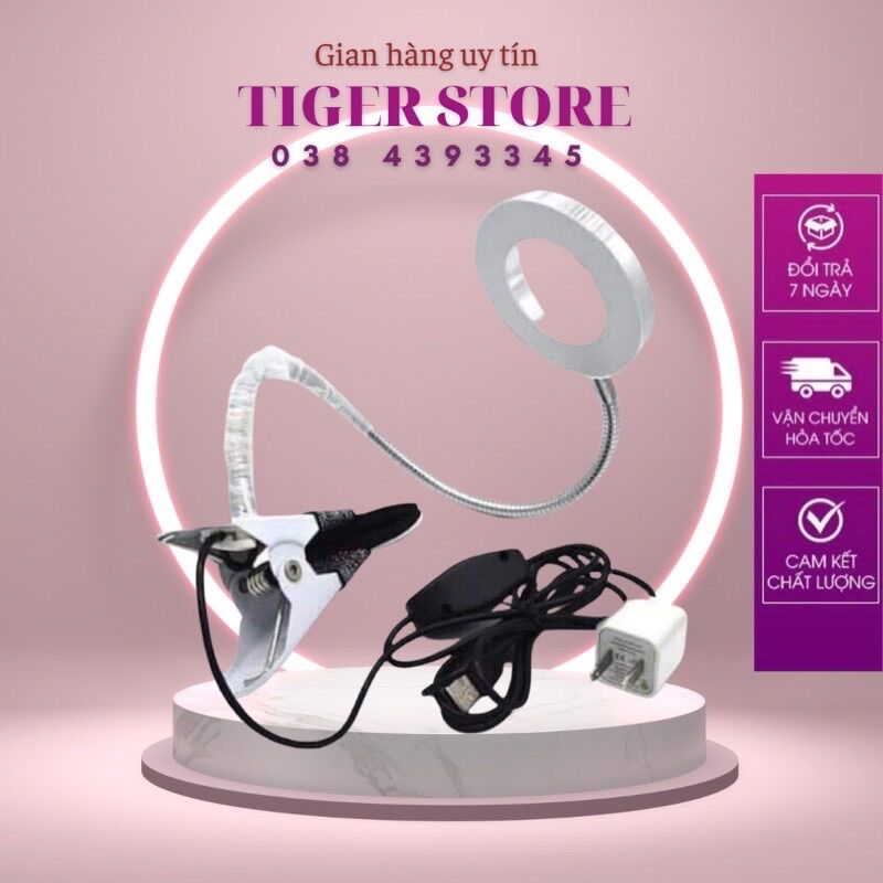 Đèn Led Mini Kẹp Bàn Làm Nail, Nối Mi ,Phun Xăm 2 Chế Độ Sáng (kèm củ sạc)