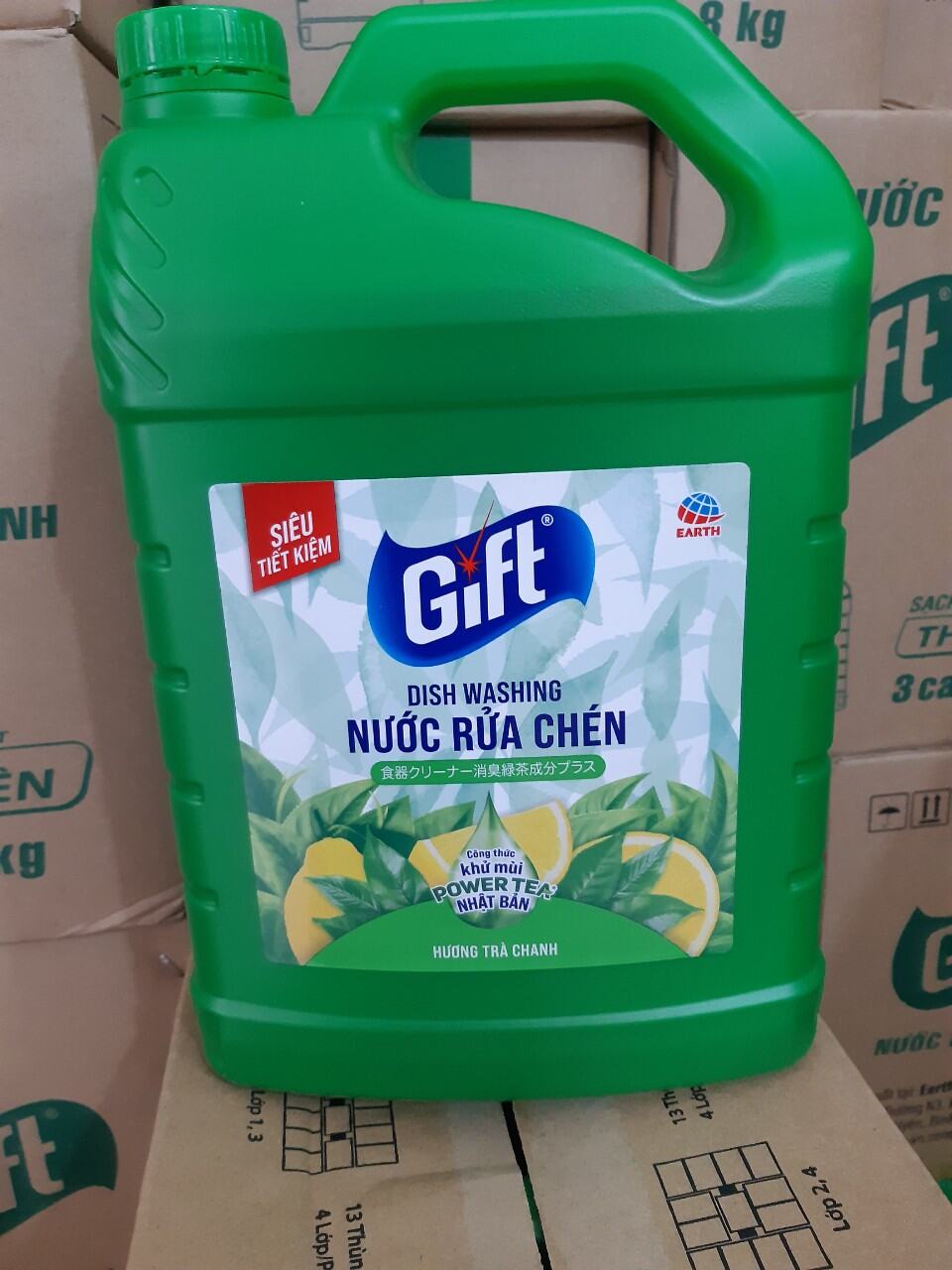 nước rửa chén Gift can trà xanh chanh 3.800ml