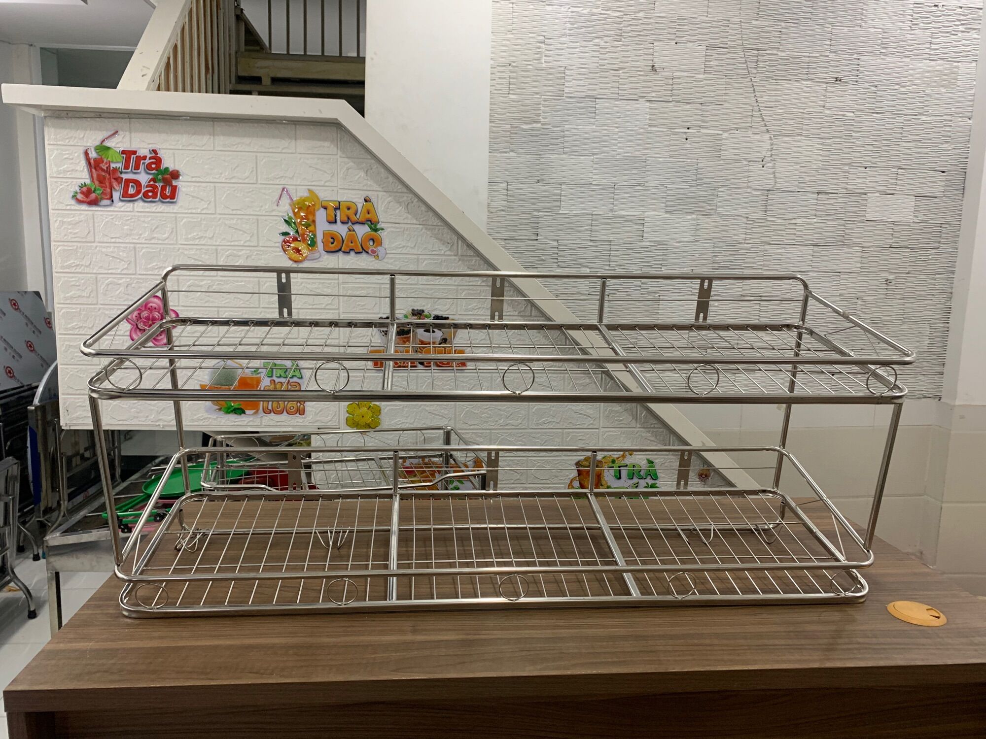 [SIÊU TỐC GIÁ SỈ] úp chén đĩa inox 2 tầng, kệ úp chén inox treo tường