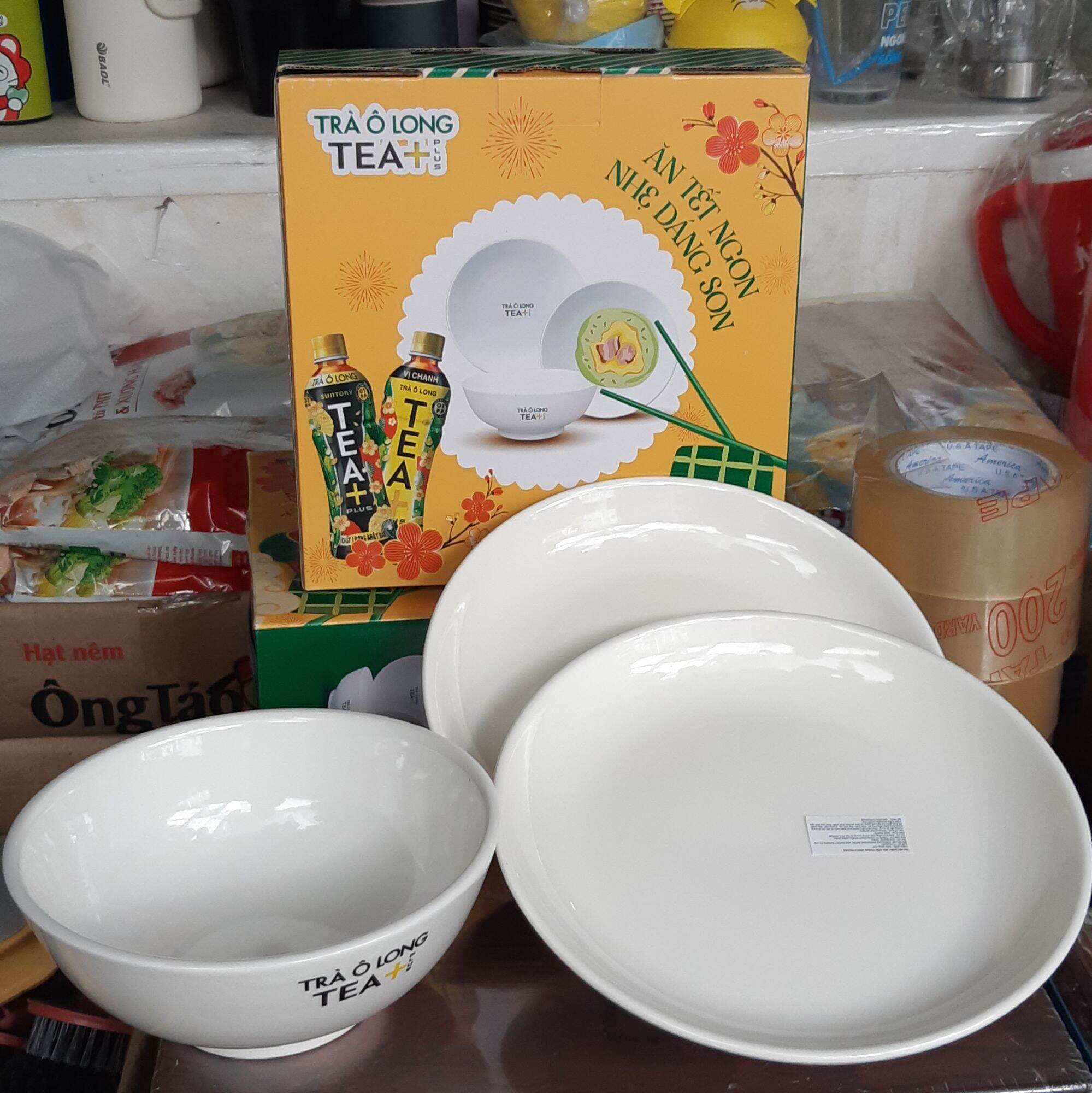 Bộ Tô Đĩa Gốm Tráng Men.