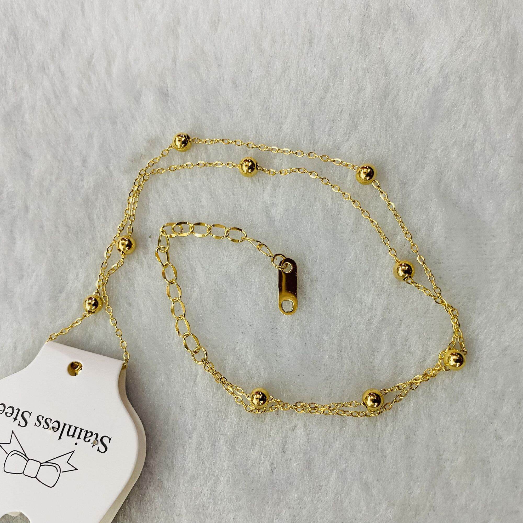 Lắc chân titan dây đôi bi nhỏ