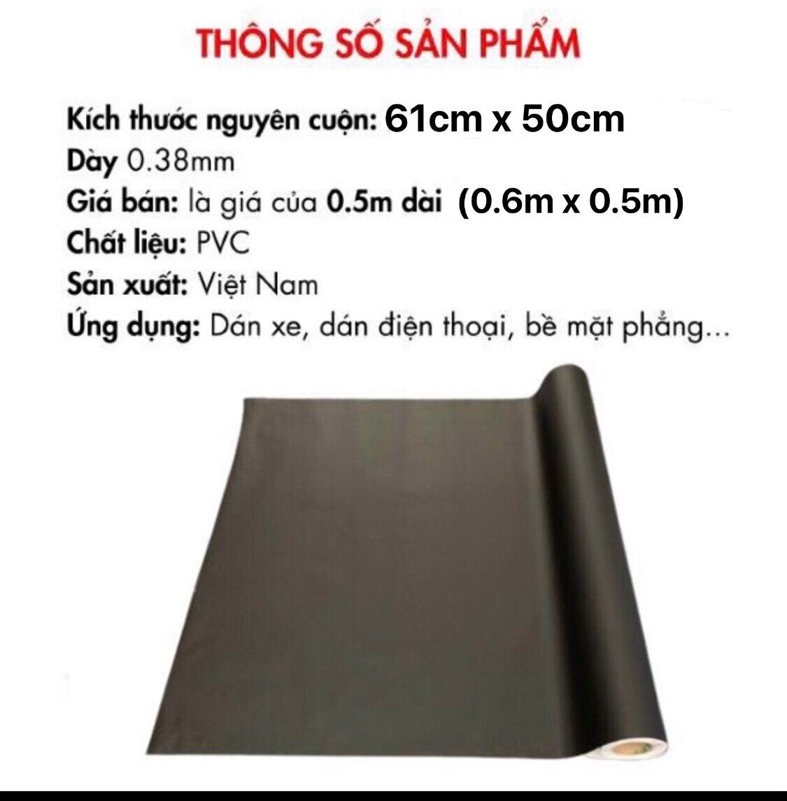Decal đen nhám dán xe máy dán kính(60x20cm)