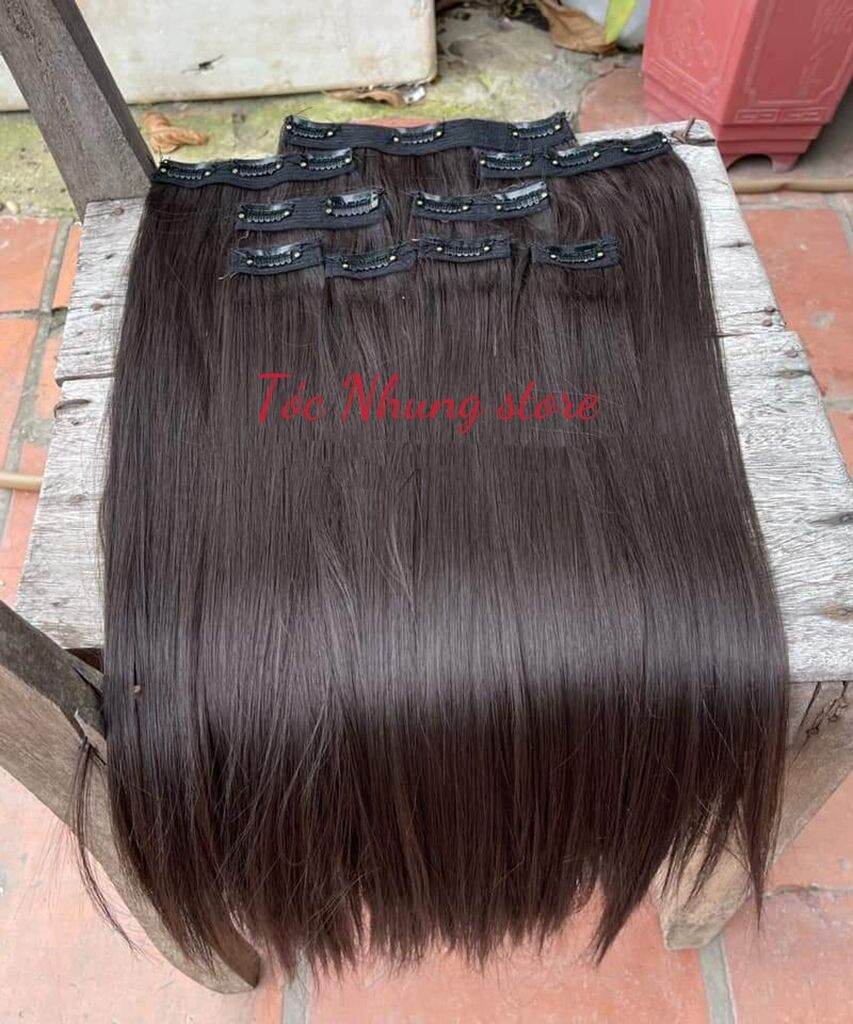 Tóc nối kẹp phím 9 mảnh thẳng. Tóc giả kẹp 9 phím tơ Hàn Quốc