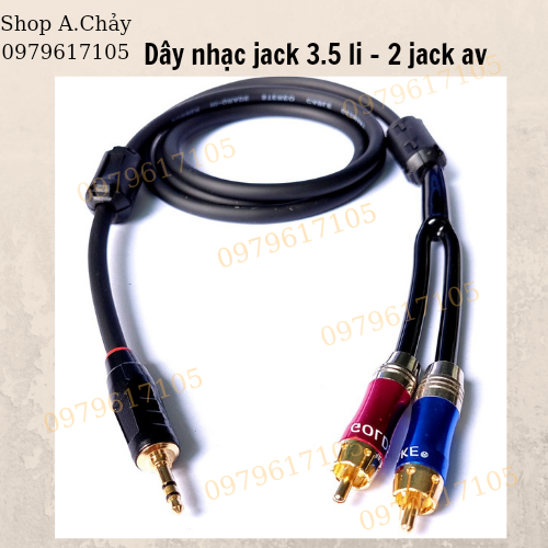 Dây tín hiệu jack 3.5 li - 2 jack bông sen av. Dây dài 1m. Giá  1 dây