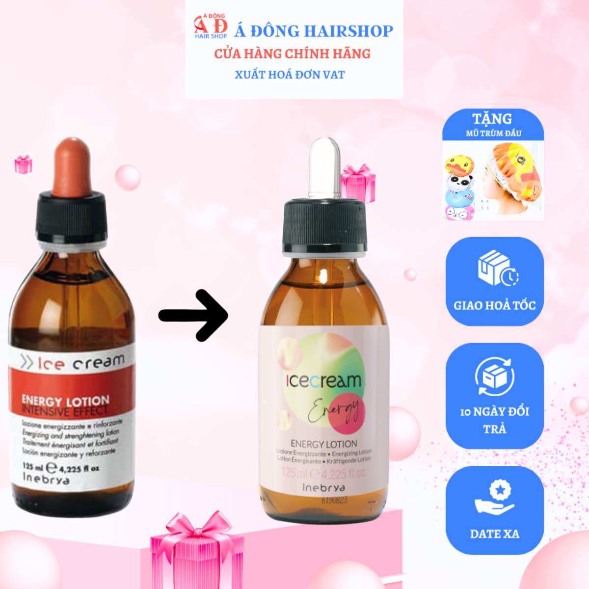 [+Tặng mũ trùm] Tinh chất Lotion ngăn rụng tóc Inebrya Energy 125ml