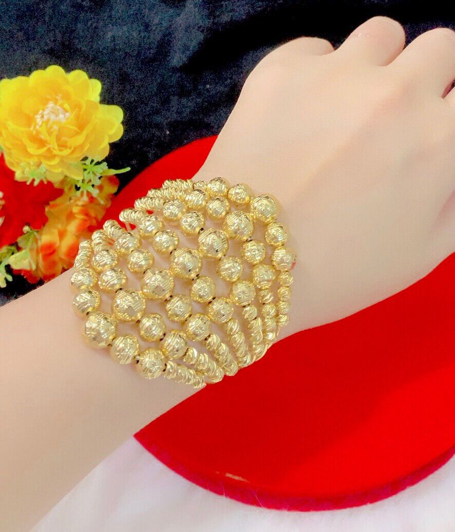 Vòng tay kiểu bi mạ vàng 18k cao cấp mẫu mới siêu đẹp