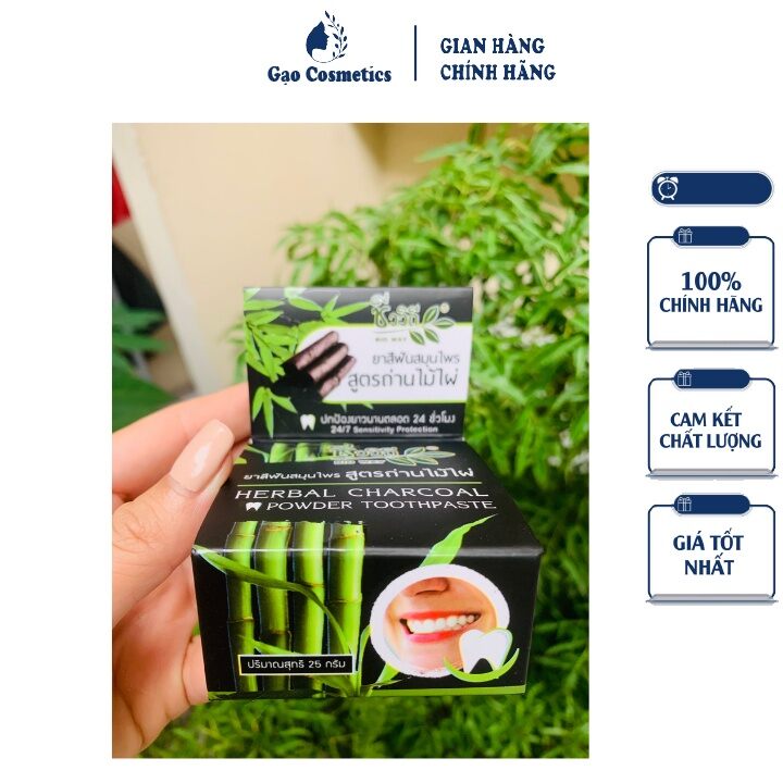 Bột Trắng Răng Than Tre Hoạt Tính Herbal Charcoal Thái Lan 25gr Giúp Răng Trắng Sáng
