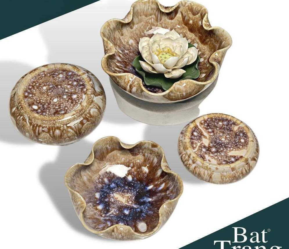 Bát thả hoa men hoả biến, bát tụ lộc ban thần tài - màu hoàng thổ