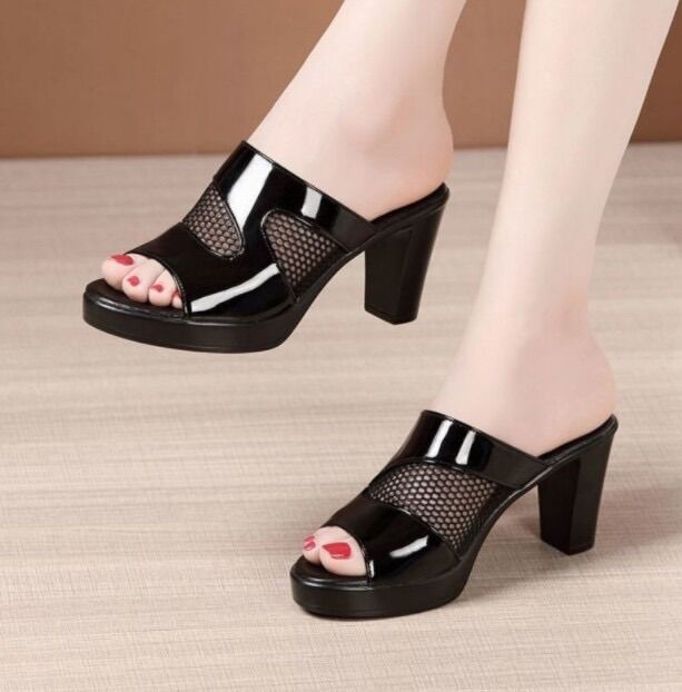 Dép cao gót phối lưới GPSHOP