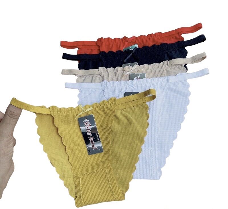 Quần lót dây su gân phối nơ xinh xắn , quần lót su dây thái sexy viền sóng 2212