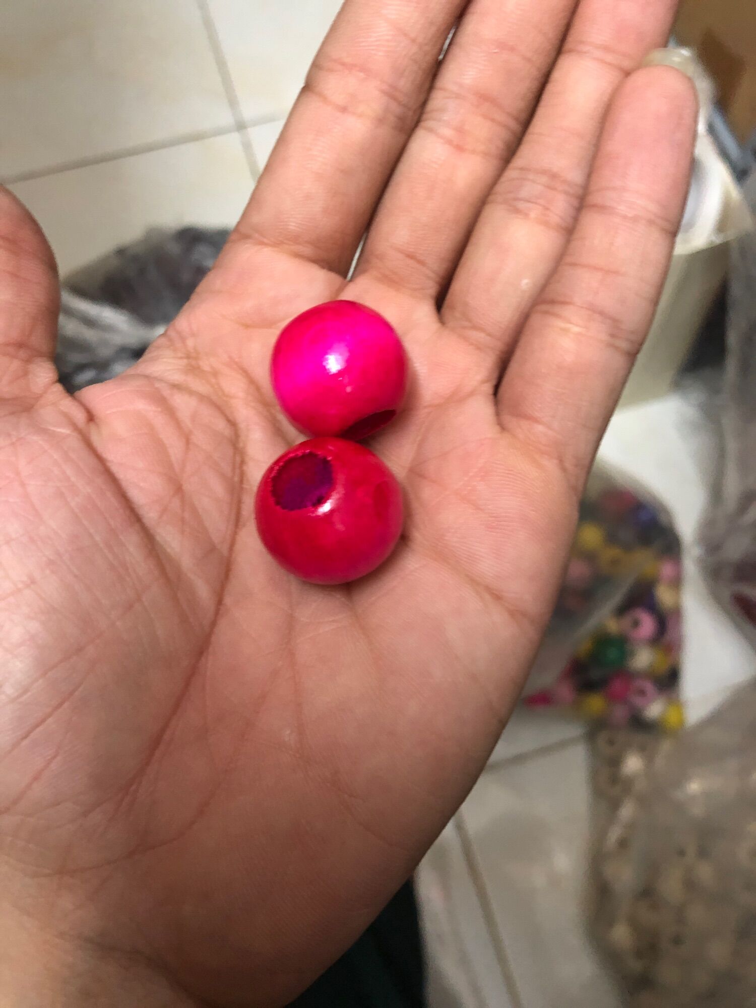 Hạt gỗ tròn size 20mm làm Macrame, handmade