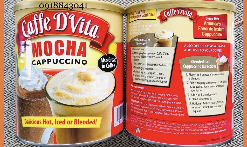 Bột cà phê hoà tan Caffe D’Vita Mocha Cappuccino 1.8 kg Mỹ