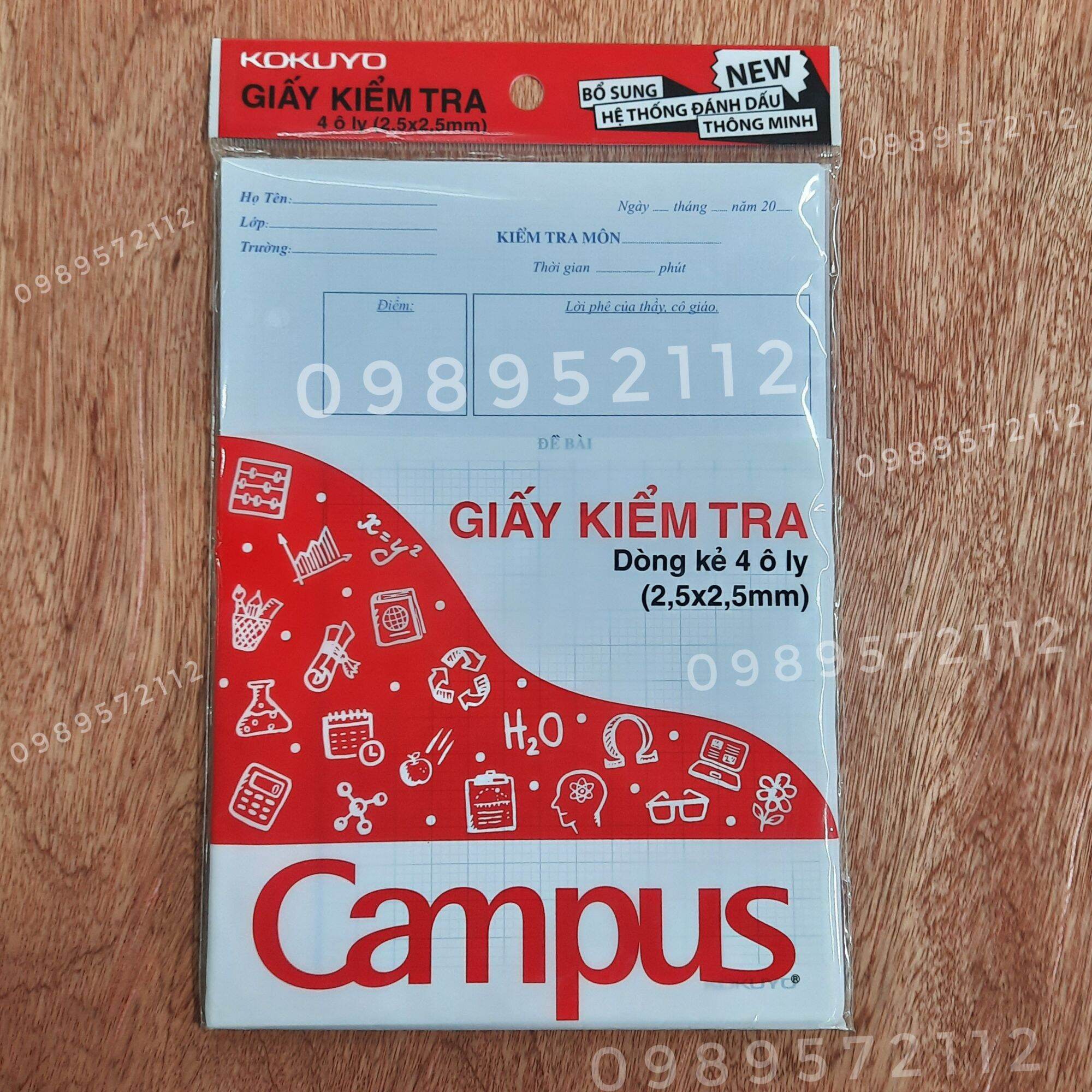 Giấy kiểm tra campus ô ly,kẻ ngang.