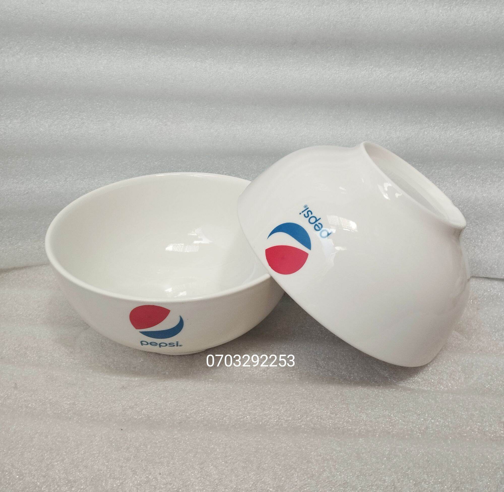Combo 2 cái tô sứ 18 x 7 cm trắng logo Pepsi