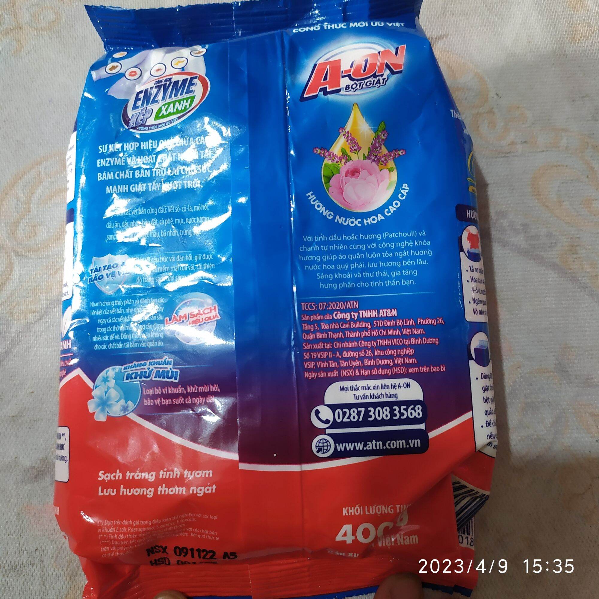 BỘT GIẶT A ON HƯƠNG NƯỚC HOA 400GAM