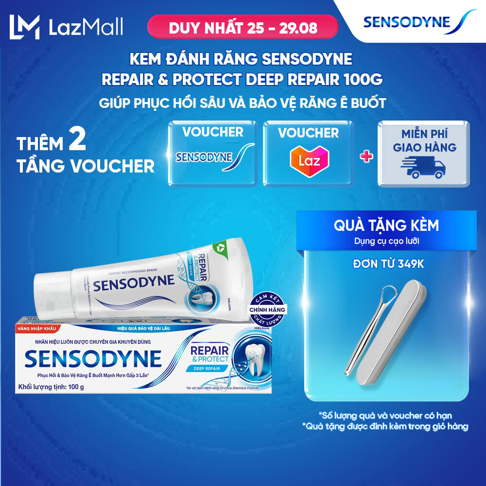 Kem đánh răng SENSODYNE Repair  Protect Deep Repair 100g giúp phục hồi sâu và bảo vệ răng ê buốt