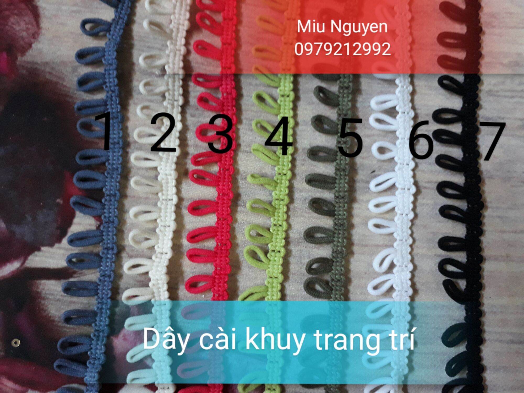 Dây cài khuy. dây khuy làm sẵn giá 1m/ màu