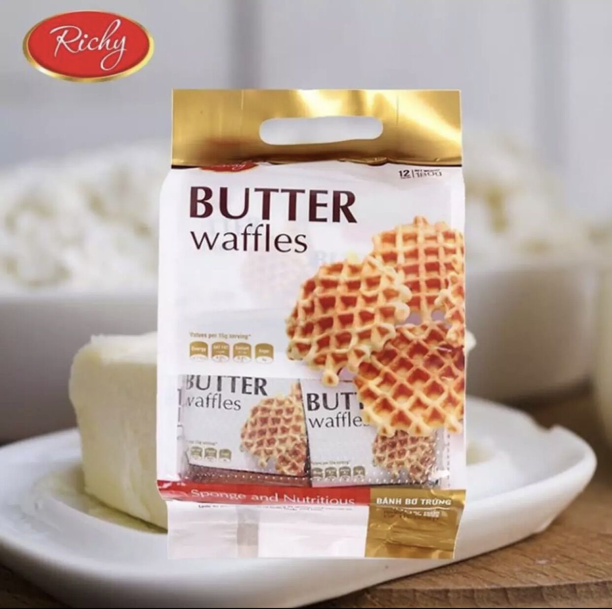 [HCM][12 gói] BÁNH BƠ TRỨNG RICHY BUTTER WAFFLES 180gr