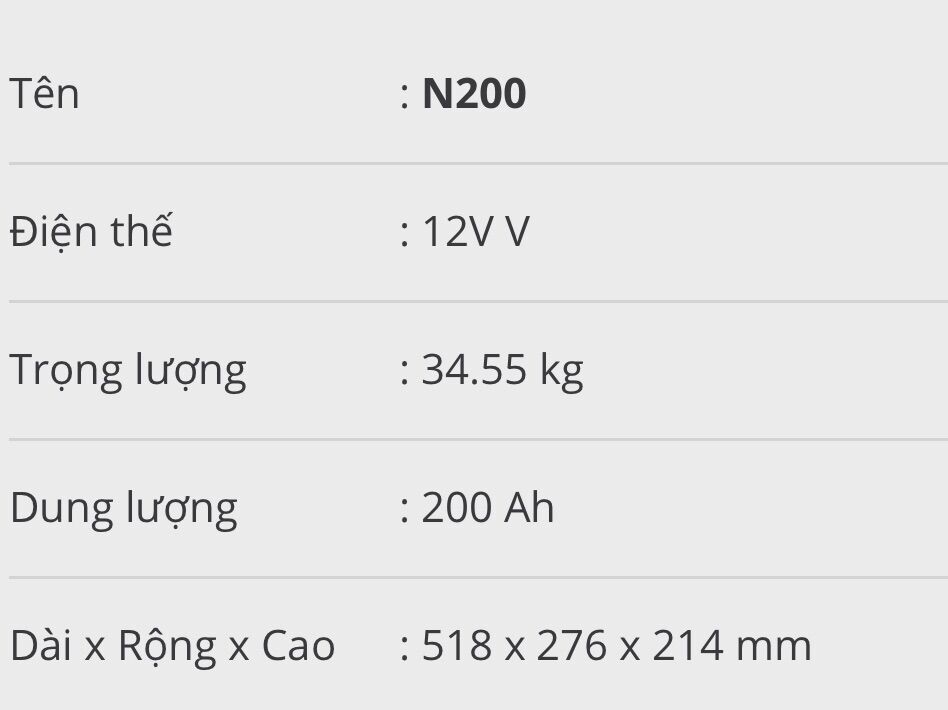 [HCM]Ắc Quy N200 ĐN