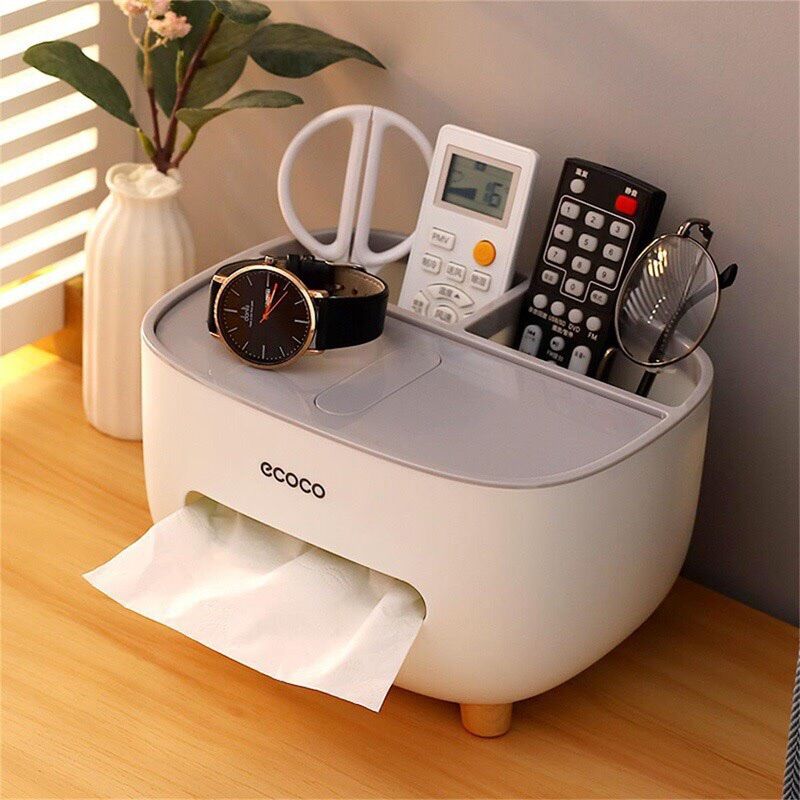 Hộp đựng khăn giấy để bàn đa năng Ecoco