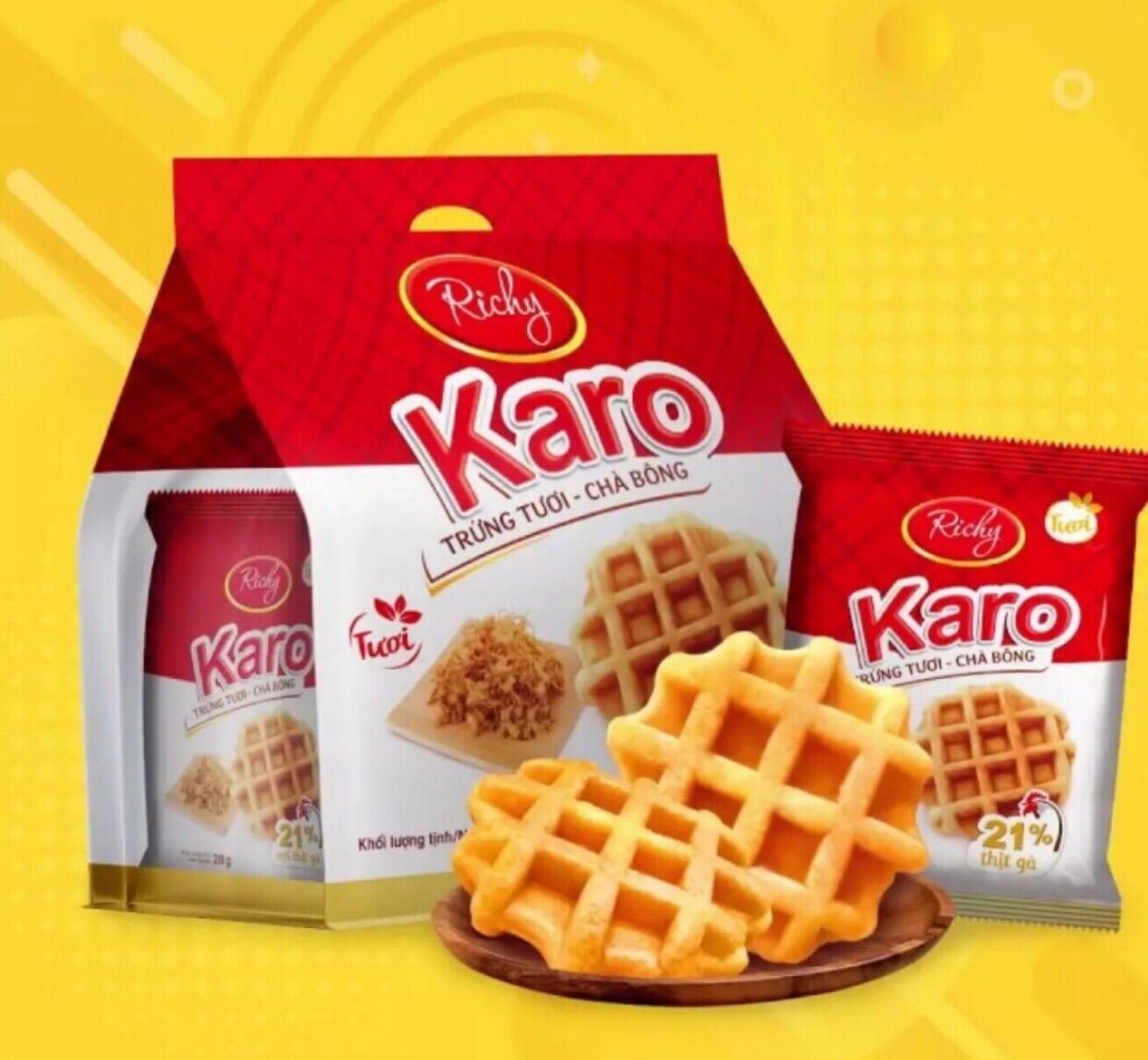 Bánh Caro chà bông - Combo 3 bịch (6gói/bịch)