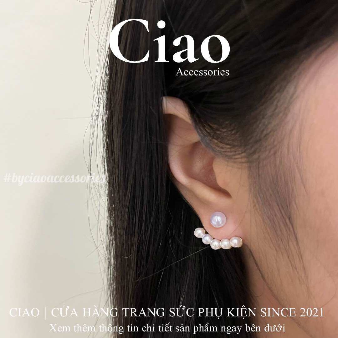 Khuyên tai, bông tai dáng dài mạ bạc S925 thiết kế chuỗi hạt trai Ciao accessories