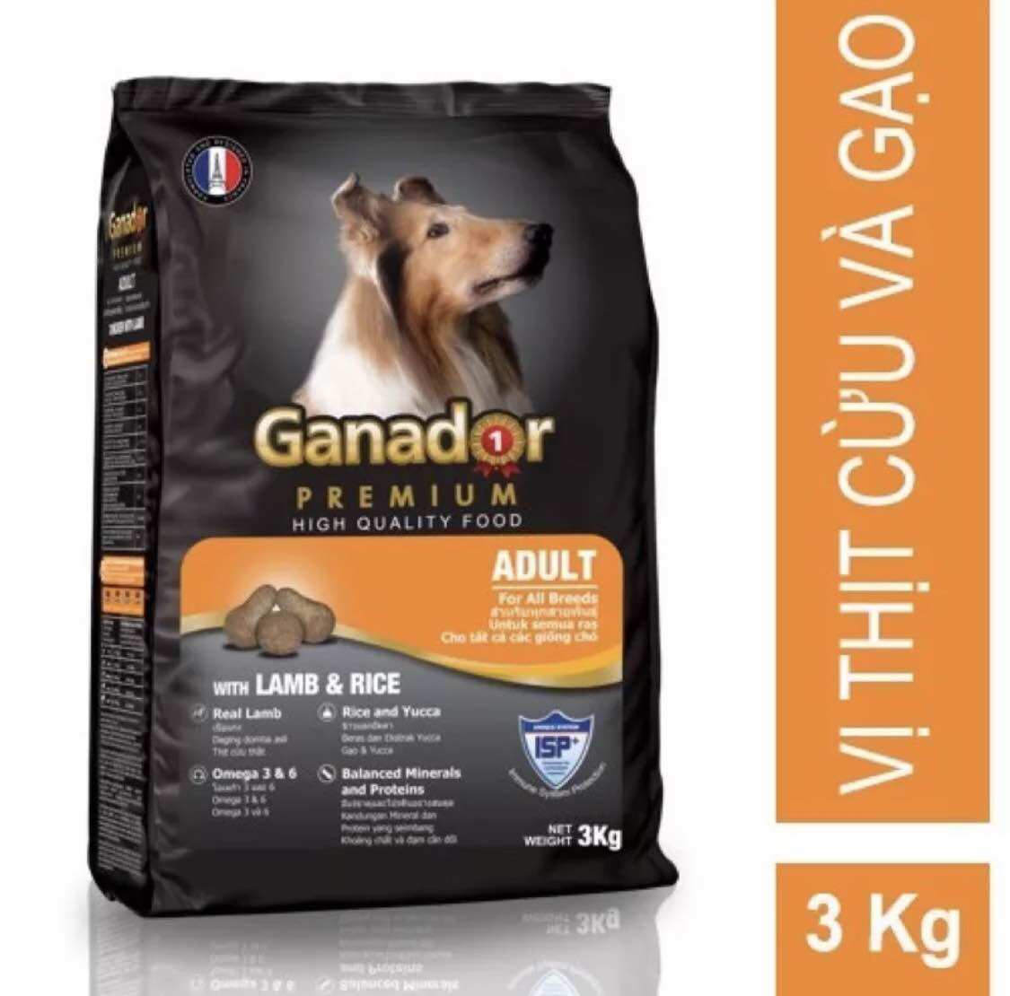 Thức ăn cho chó trưởng thành vị thịt cừu và gạo - ganador adult lamb & rice 3kg