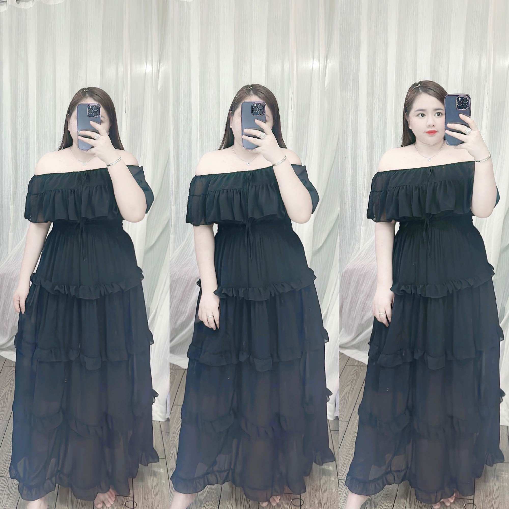 [Bigsize 60-90kg] Đầm maxi trễ vai bèo