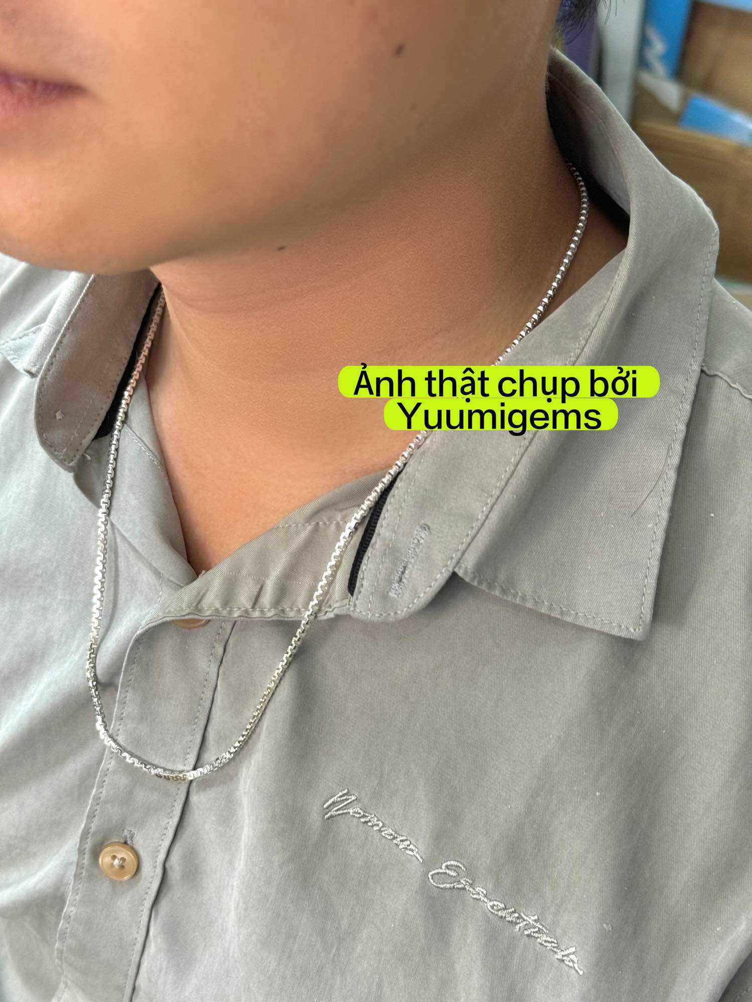 Dây chuyền bạc - Dây chuyền nam bạc Ý - Dây chuyền bạc xi trắng - Dây chuyền nam 5 tấc