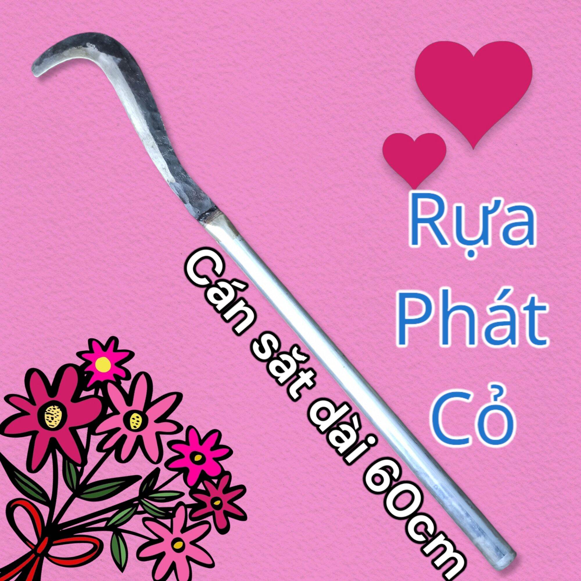 Rựa phát cỏ, liềm phát cỏ chặt cây cán tiếp sắt dài 90cm