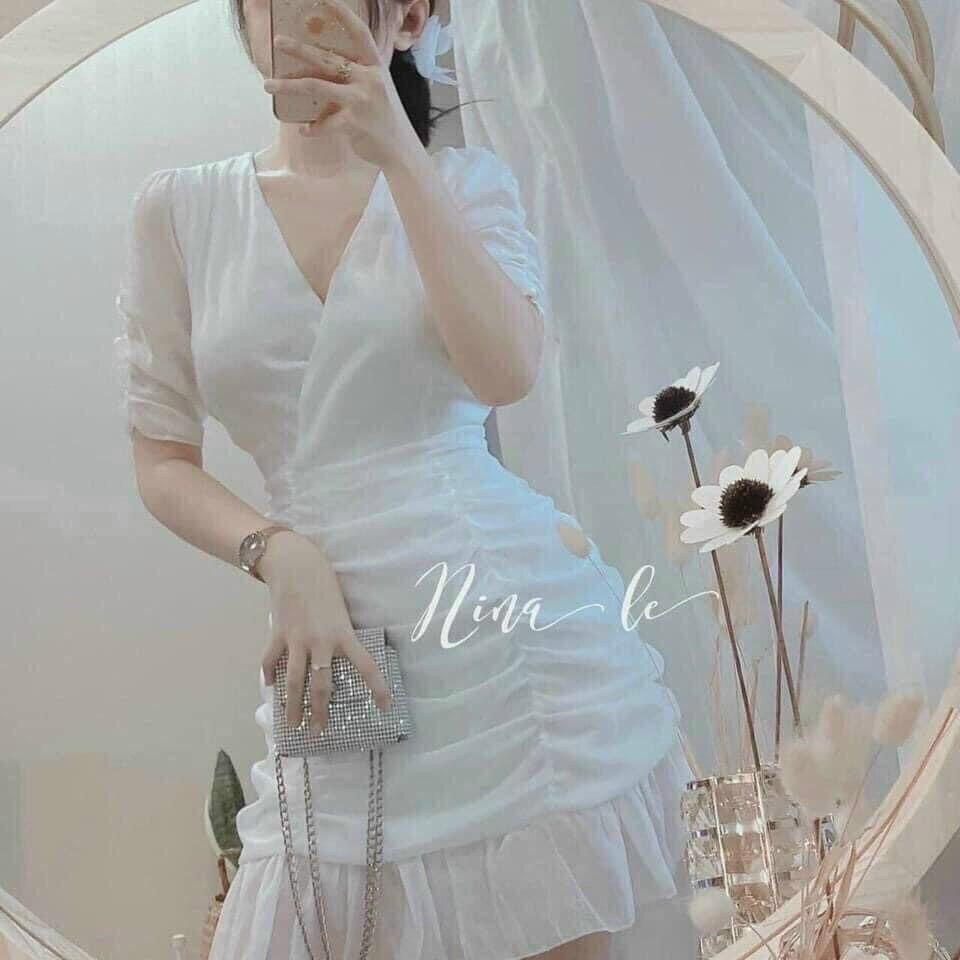 🔥Đầm cổ V nhún chân bèo