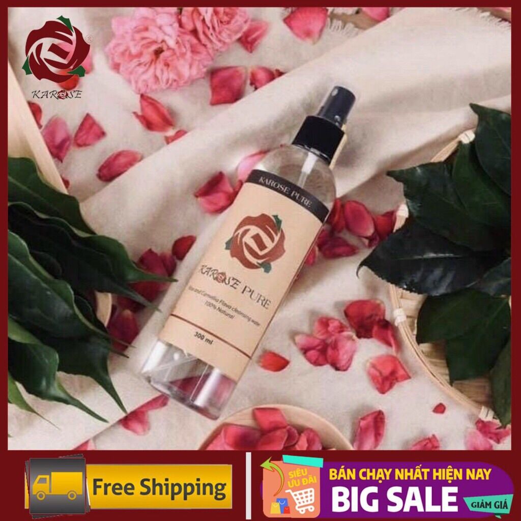 Nước lau mặt hữu cơ làm sạch da, tẩy trang karose pure 300ml