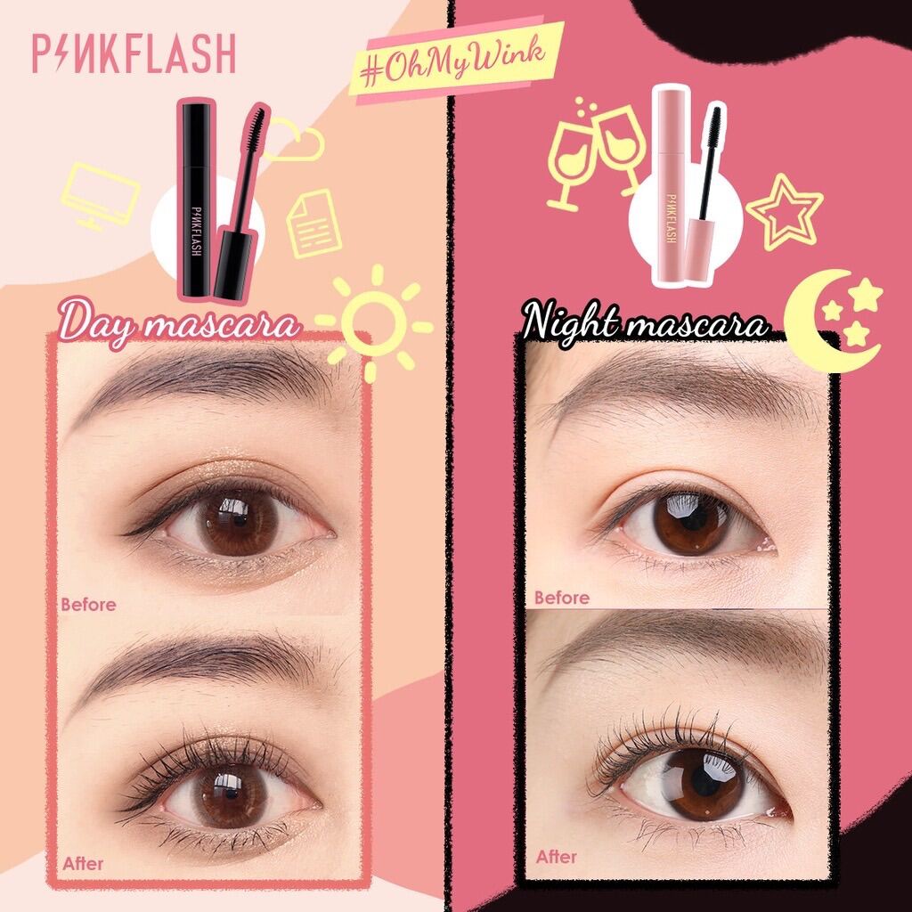 (FREESHIP) PF-E08 pinkflash Mascara chuốt mi chống nước ,không trôi giúp dài mi cong mi cao 7g