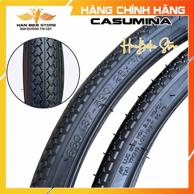 Vỏ ruột xe đạp 26x1 3/8 chính hãng casumina dùng cho xe đạp phổ thông như martin, asama, thống nhất...