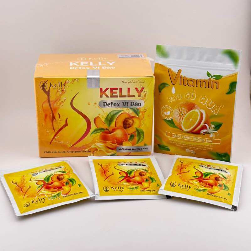 Trà đào Kelly detox hộp 15 gói