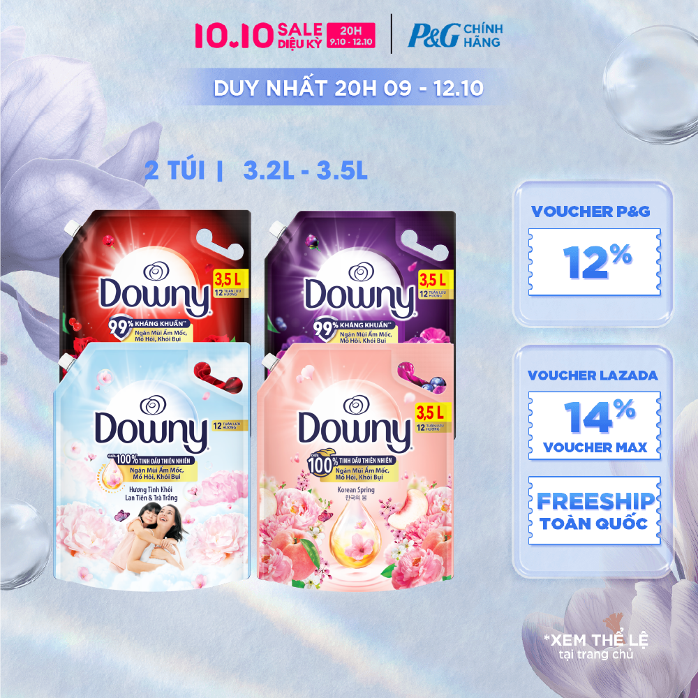 [Voucher 12%] Combo 2 Nước Xả Vải DOWNY Hương Nước Hoa Cao Cấp Đam Mê/ Huyền Bí/ Tinh Khôi/ Korean Spring Túi 3.5L/3.2L