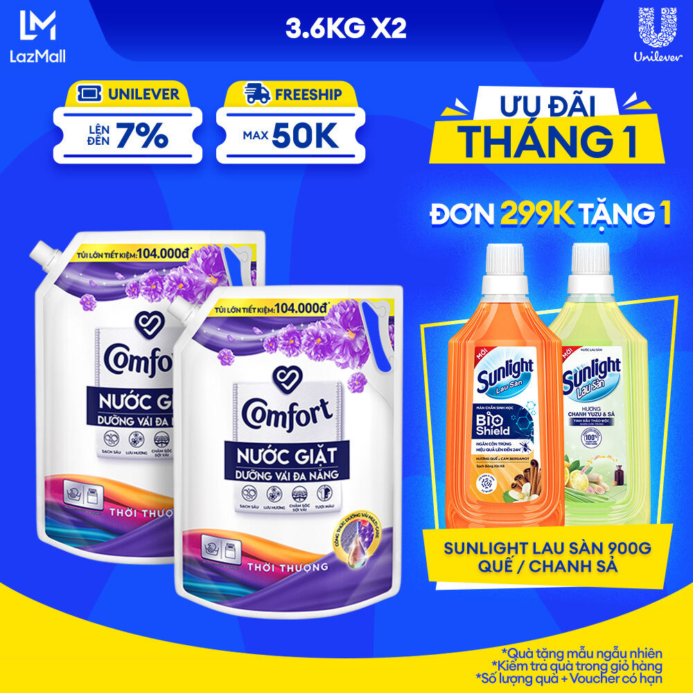 Combo 2 Túi Nước Giặt Comfort Dưỡng Vải Đa Năng Thời Thượng 3.6Kg / 3.8Kg