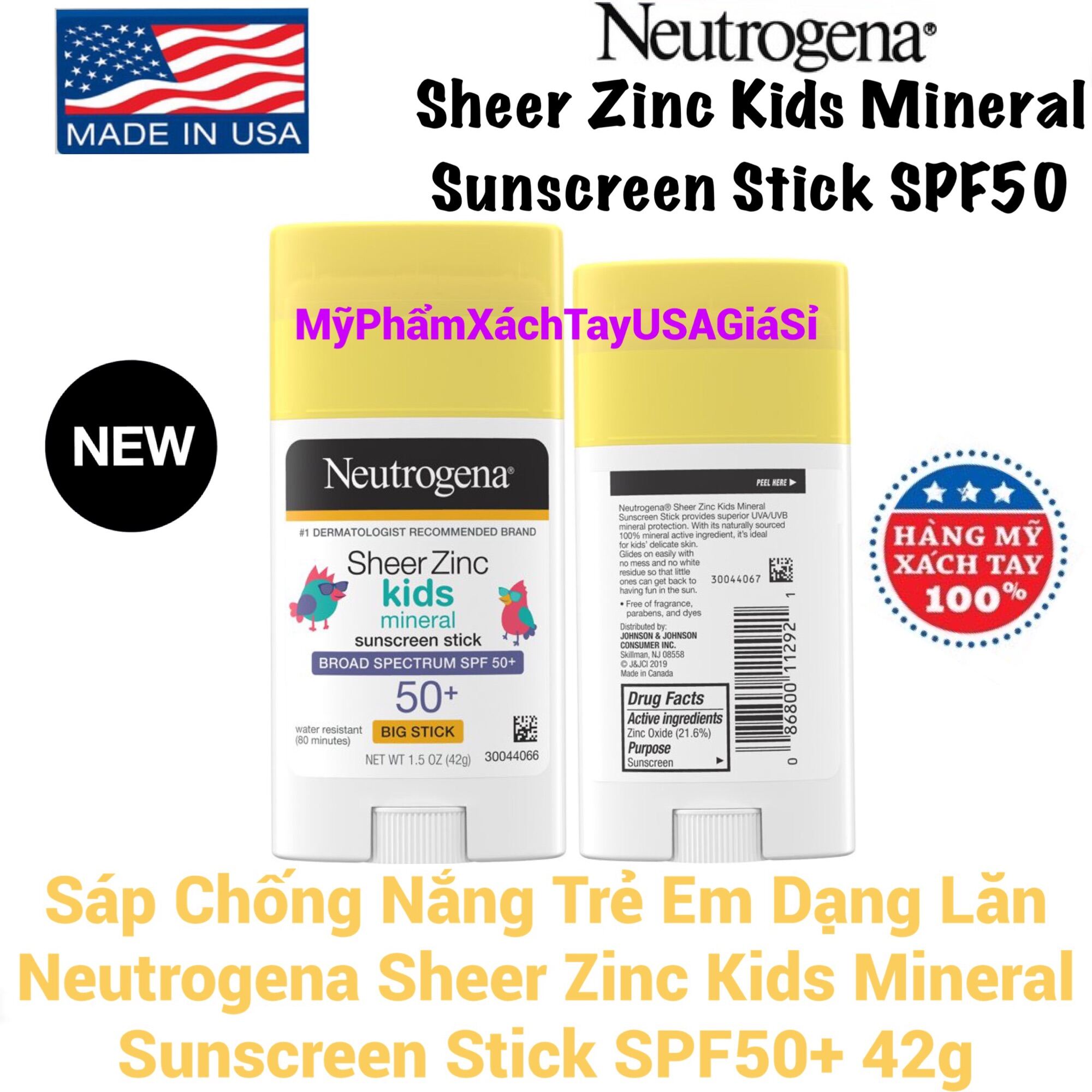 Sáp Chống Nắng Trẻ Em Dạng Lăn Neutrogena Sheer Zinc Kids Mineral Stick