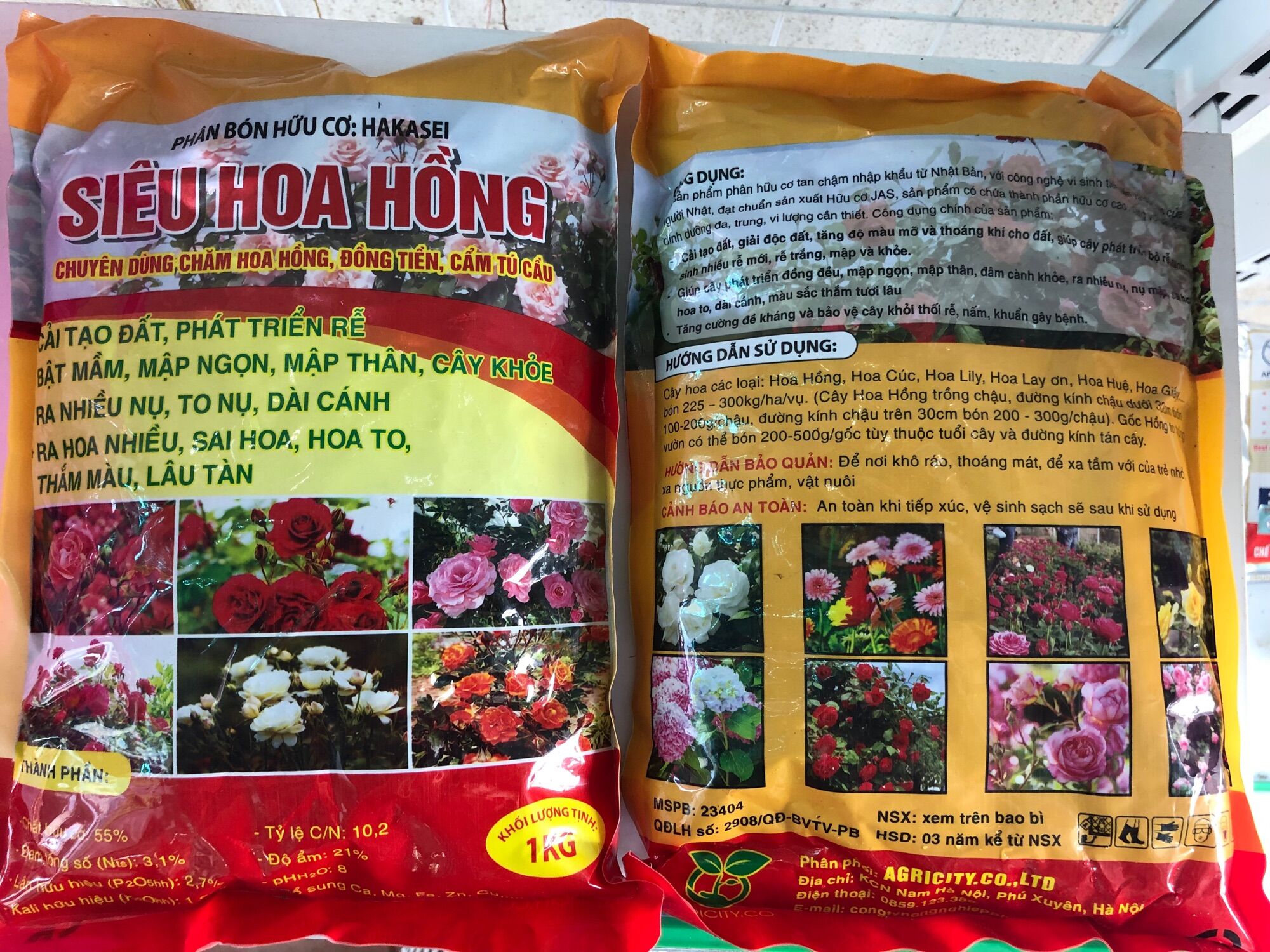 Phân bón hữu cơ siêu hoa hồng gói 1kg